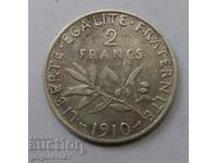 2 Φράγκα Ασήμι Γαλλία 1910 - Ασημένιο νόμισμα #113