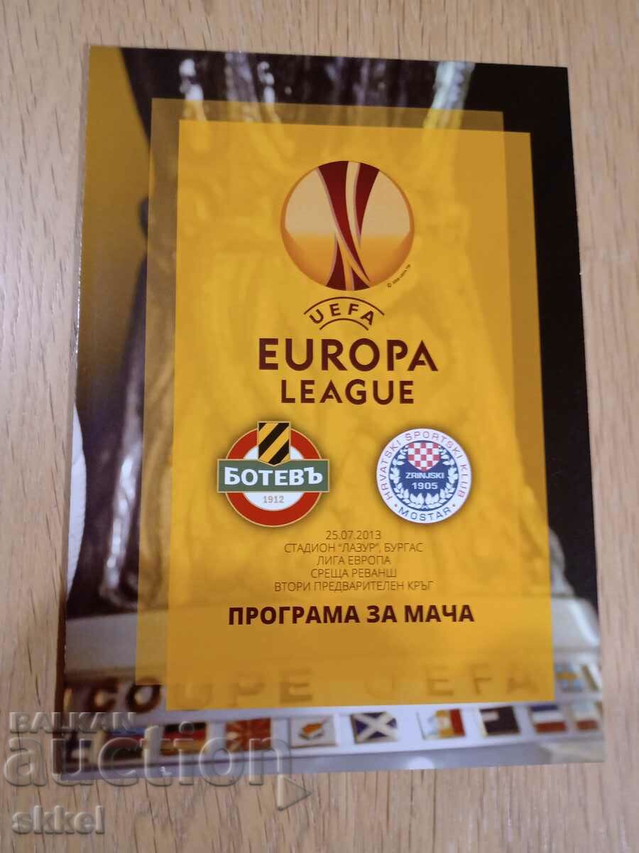 Football program Botev Plovdiv - Zrinski 2013 Europa League