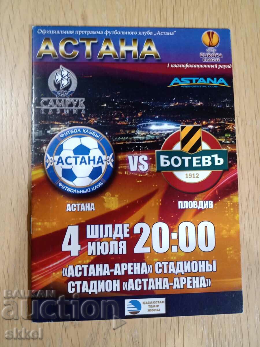 Program de fotbal Astana Kazahstan - Botev Plovdiv 2013
