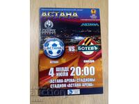 Program de fotbal Astana Kazahstan - Botev Plovdiv 2013