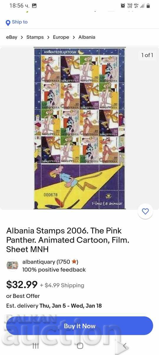 Auction Albania 2006 Limited Edition Pink Panther sheet Auction Albania 2006 Limited Edition Pink Panther sheet