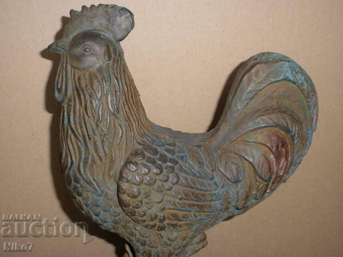 Ancient, massive, cast iron figure (sculpture) - Rooster. - 5 Ancient, massive, cast iron figure (sculpture) - Rooster. - 5