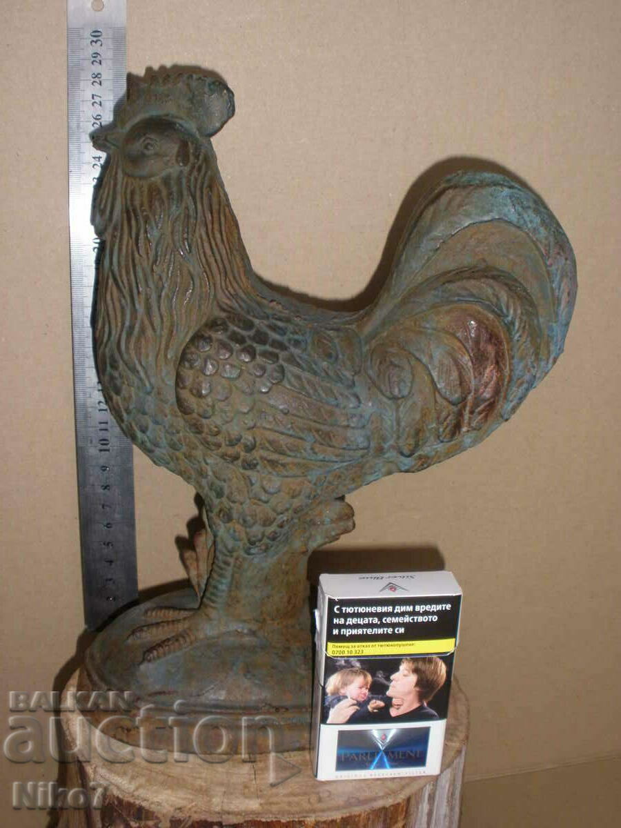 Ancient, massive, cast iron figure (sculpture) - Rooster. - 7 Ancient, massive, cast iron figure (sculpture) - Rooster. - 7