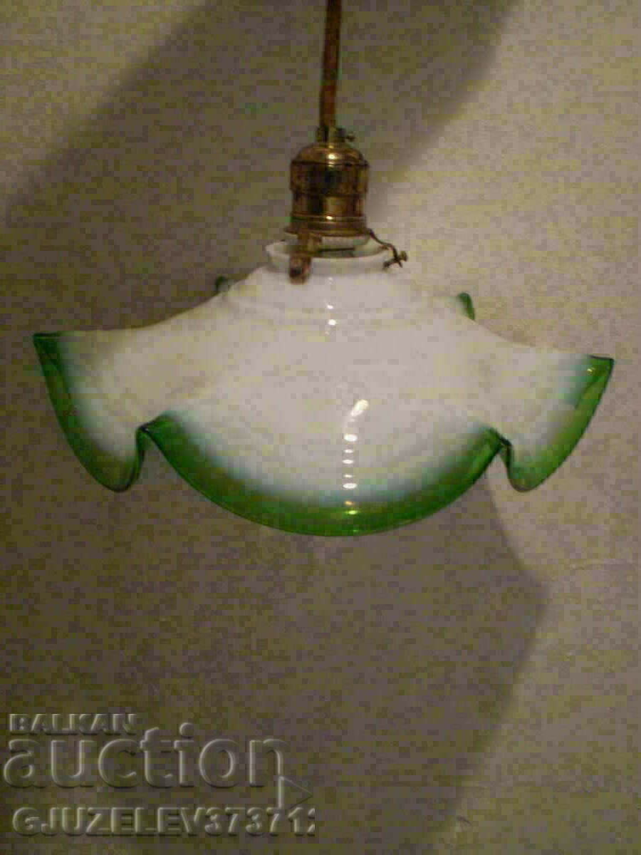 Πολυέλαιος από πορσελάνινο αυγό Art Deco 30 με σγουρό ποτήρι