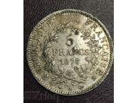 Франция 5 франка 1877 Париж сребро Херкулес