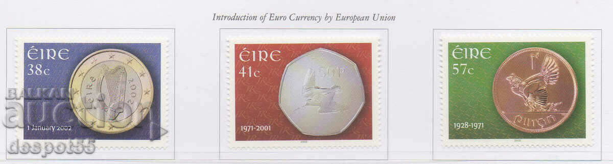 2002. Ейре. Въвеждане на евро - монети и банкноти.