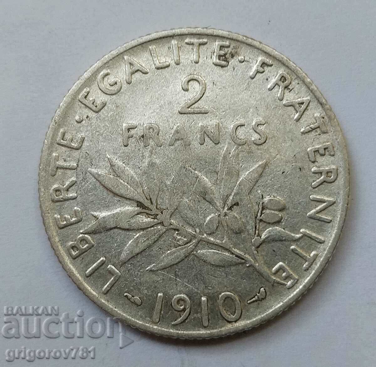 2 Φράγκα Ασήμι Γαλλία 1910 - Ασημένιο νόμισμα #148