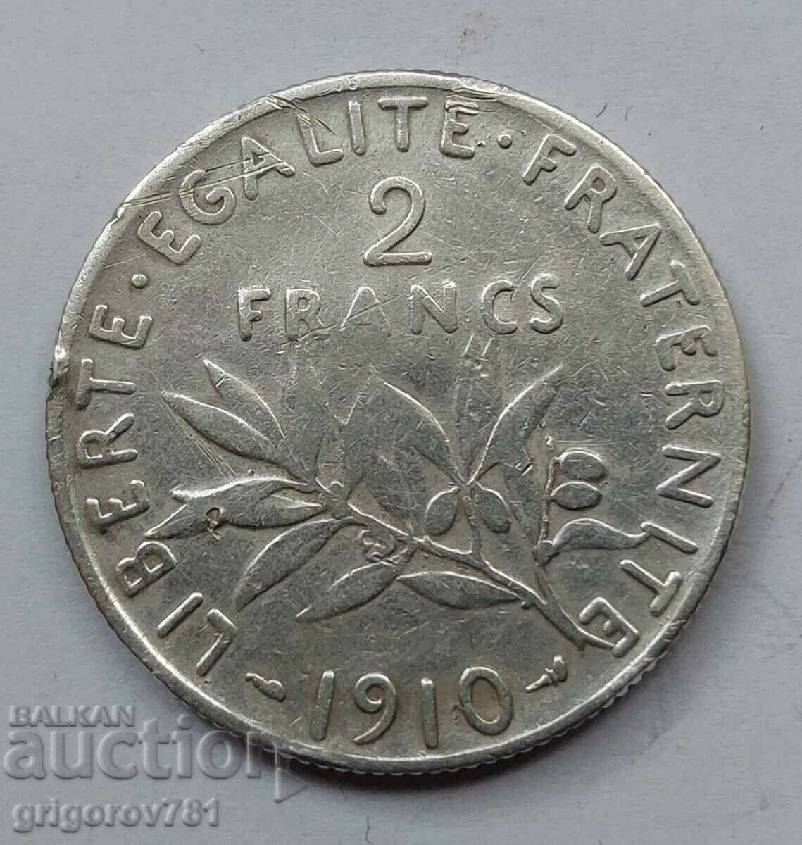 2 Φράγκα Ασήμι Γαλλία 1910 - Ασημένιο νόμισμα #149
