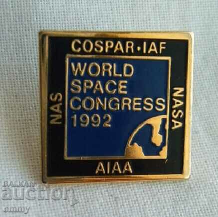 Значка НАСА - Световен космически конгрес 1992, Вашингтон