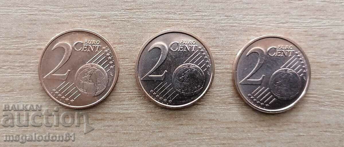 Luxembourg - 2 cents, different years with price 3.00 BGN | € 1.53 Luxembourg - 2 cents, different years with price 3.00 BGN | € 1.53