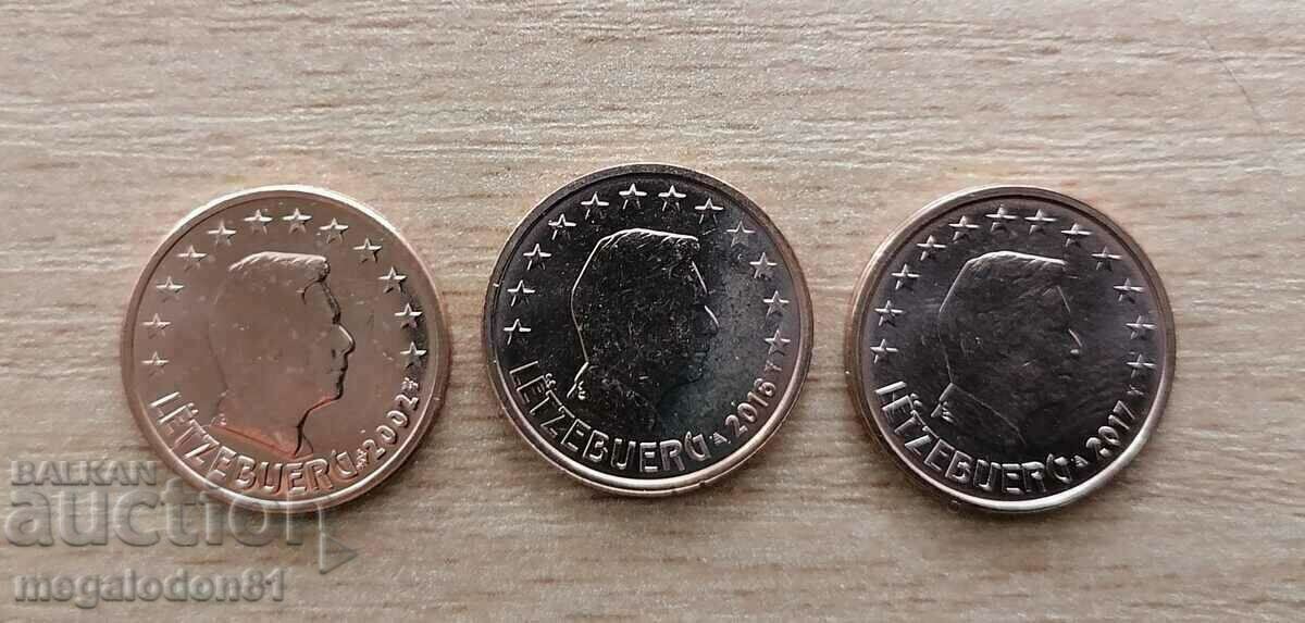 Luxembourg - 2 cents, different years