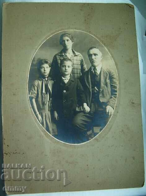 Old cardboard photo - Family portrait, Sofia 1927