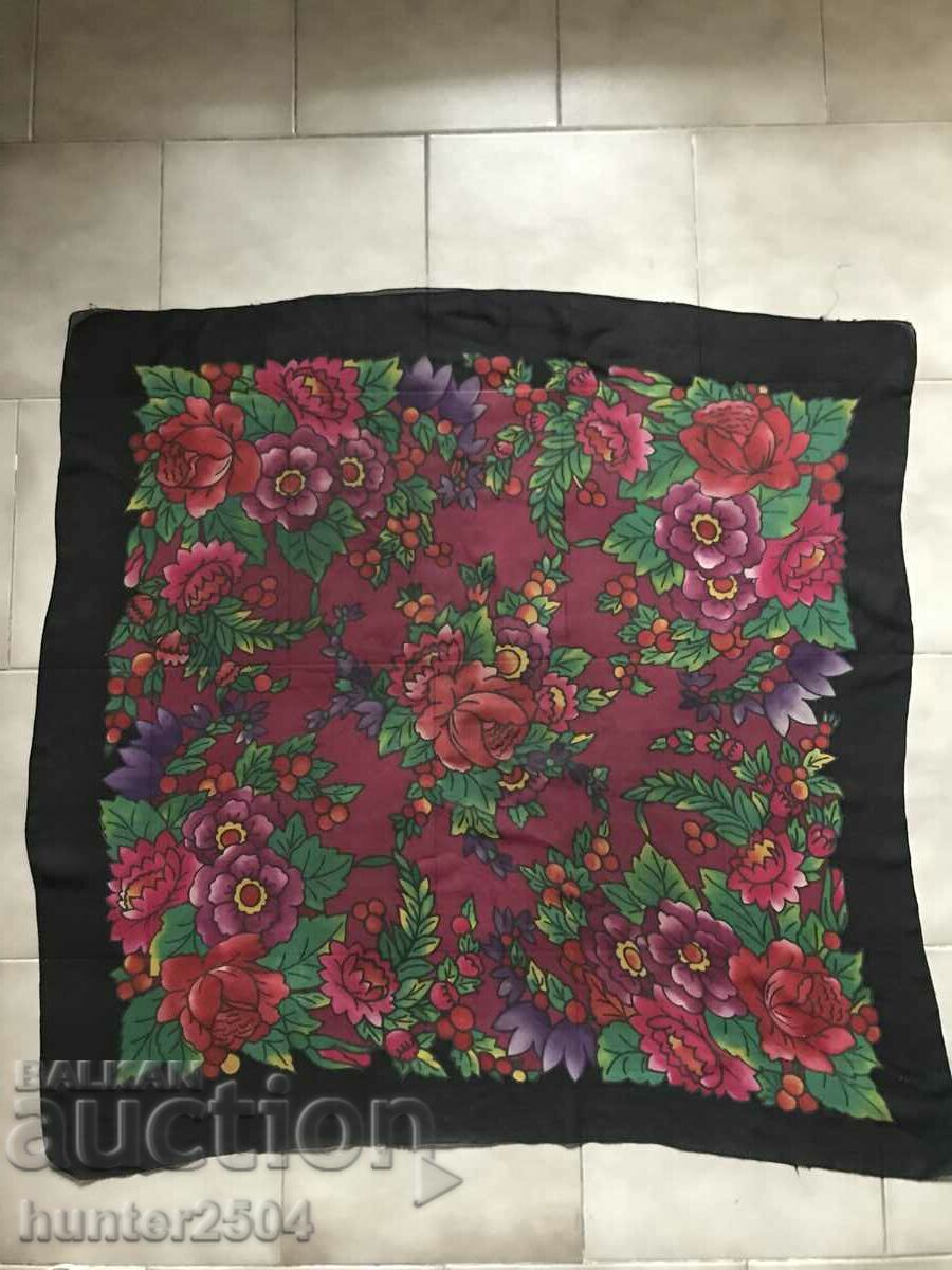 Russian shawl, batik, silk - 93/93 cm