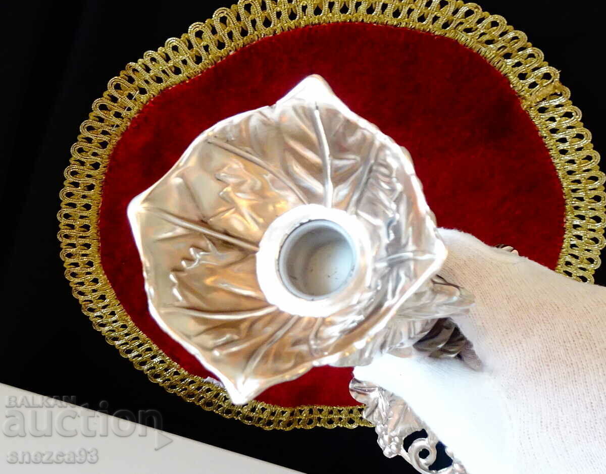 Silver-plated candlestick, vines, grapes, 880g. - 5 Silver-plated candlestick, vines, grapes, 880g. - 5