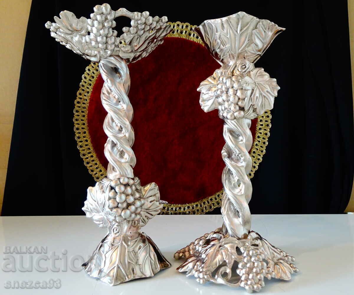Silver-plated candlesticks, vines, grapes. with price 229.00 BGN | € 117.09 Silver-plated candlesticks, vines, grapes. with price 229.00 BGN | € 117.09