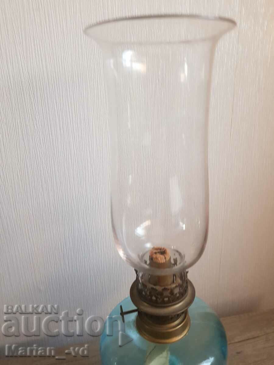 Auction Old gas French table lamp blue glass Auction Old gas French table lamp blue glass