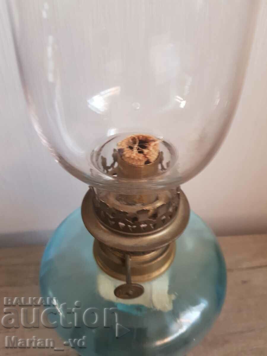 Old gas French table lamp blue glass - 6 Old gas French table lamp blue glass - 6