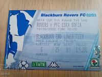 Εισιτήριο ποδοσφαίρου Μπλάκμπερν Ρόβερς - ΤΣΣΚΑ 2002 UEFA