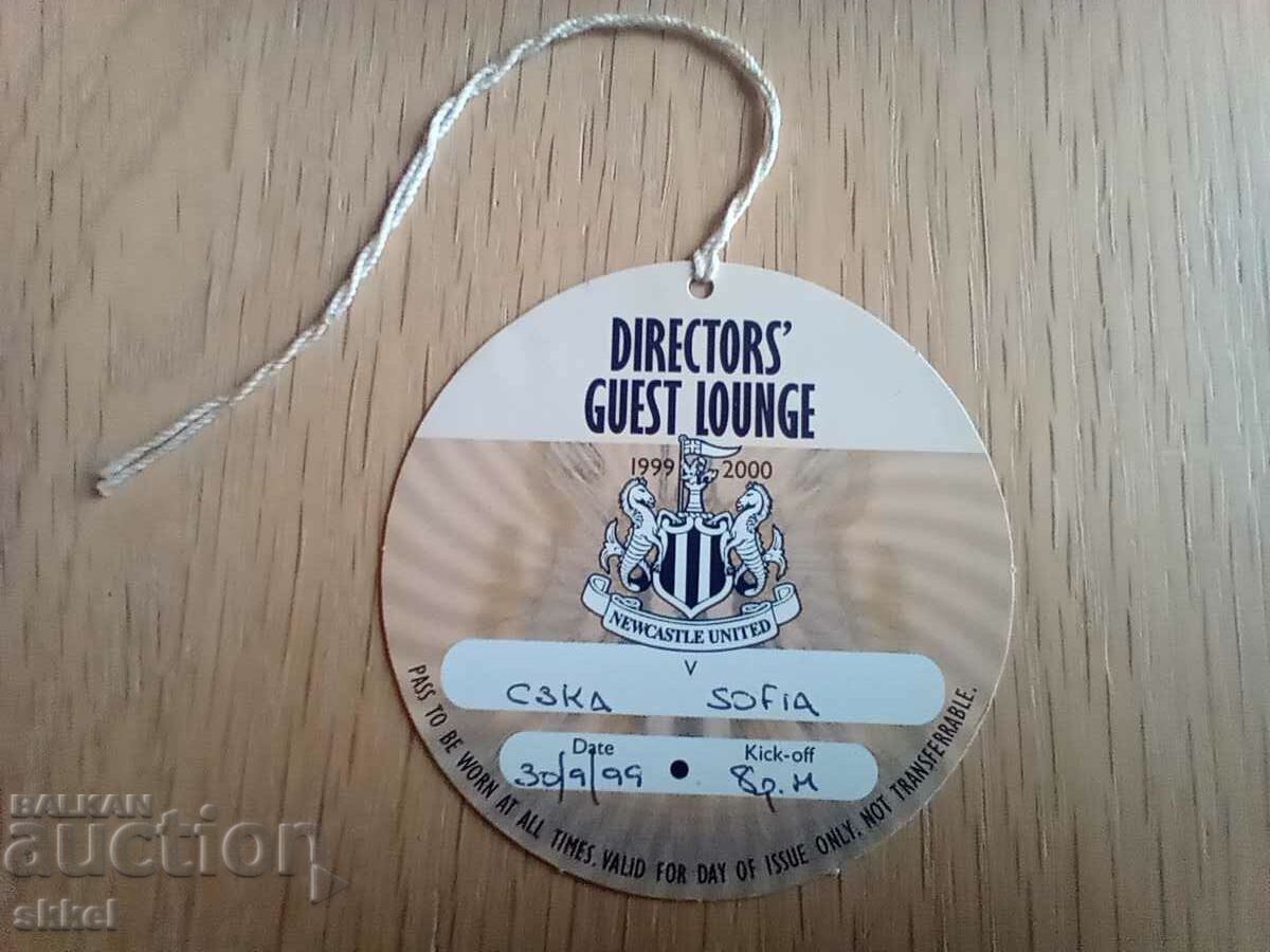 Newcastle United Football Ticket. - CSKA 1999 Director's box