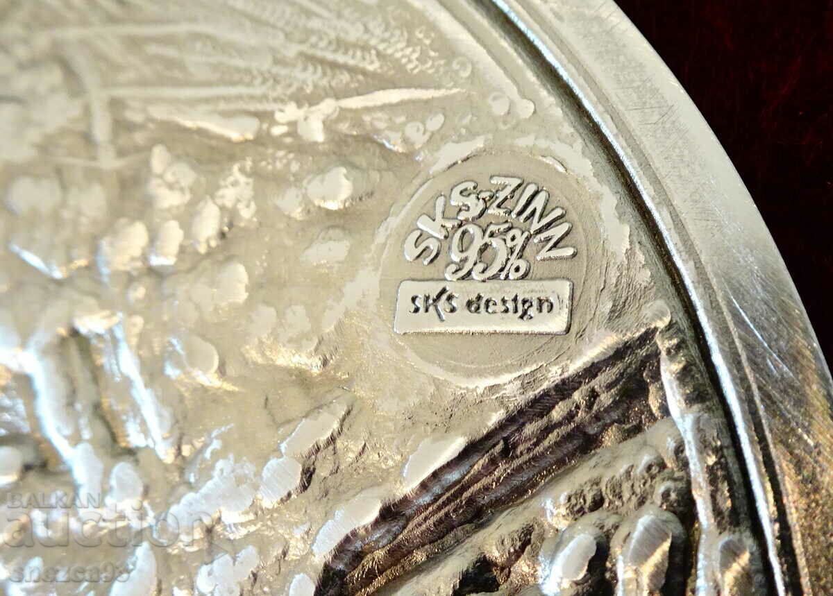 Plaque, panel of pewter Grape Harvest by SkS - 5 Plaque, panel of pewter Grape Harvest by SkS - 5