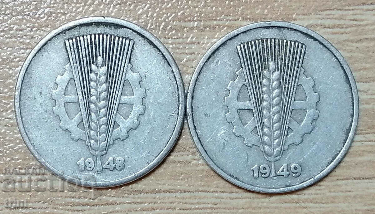 Lot 10 pfennig 1948 and 1949 with price 5.00 BGN | € 2.56 Lot 10 pfennig 1948 and 1949 with price 5.00 BGN | € 2.56