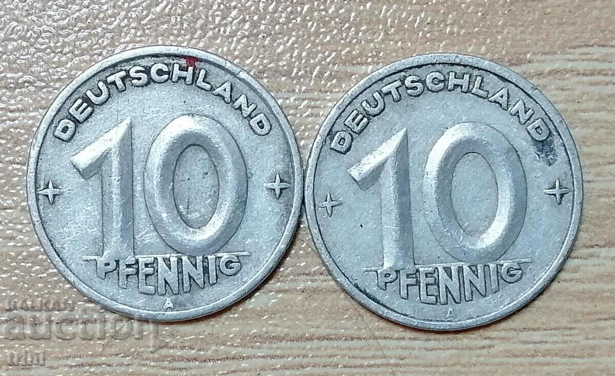 Lot 10 pfennig 1948 and 1949