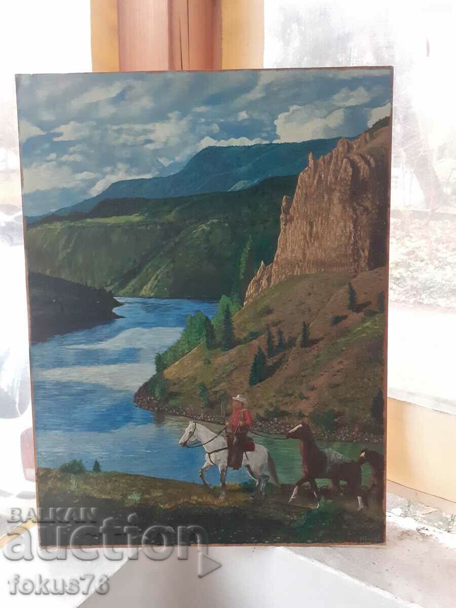 Unique painting "The Horseman" oil on phaser art. Ivanov with price 280.00 BGN | € 143.16 Unique painting "The Horseman" oil on phaser art. Ivanov with price 280.00 BGN | € 143.16