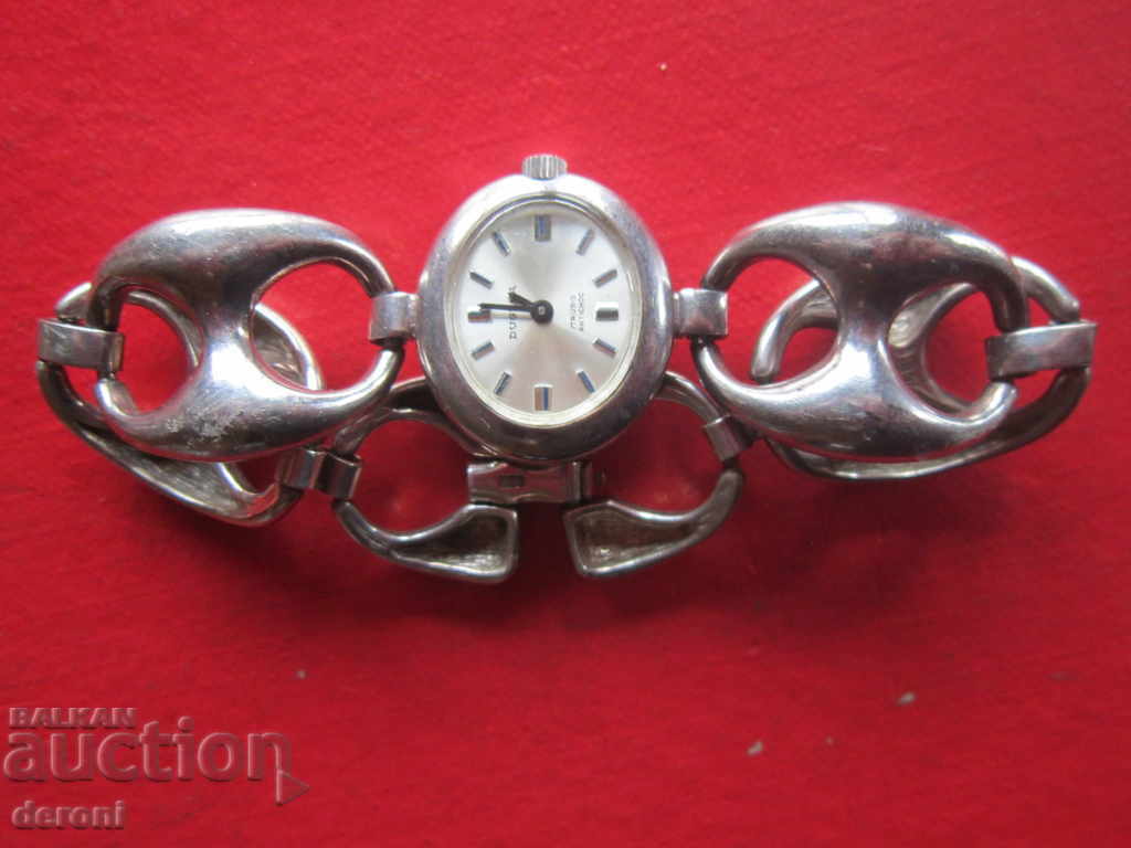 Unique ladies silver watch Dugena with a chain