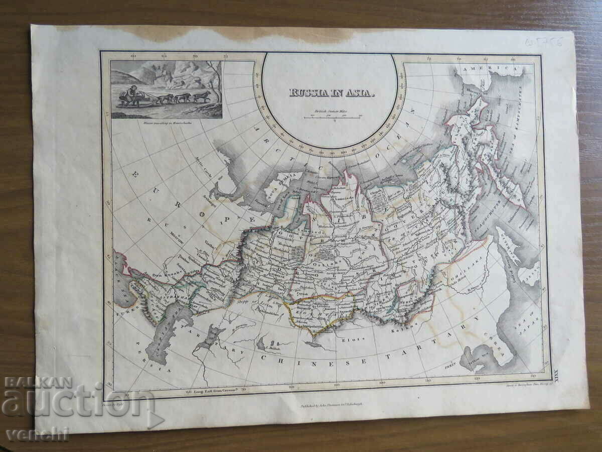 1827 - Χάρτης της Ρωσίας στην Ασία = πρωτότυπο +