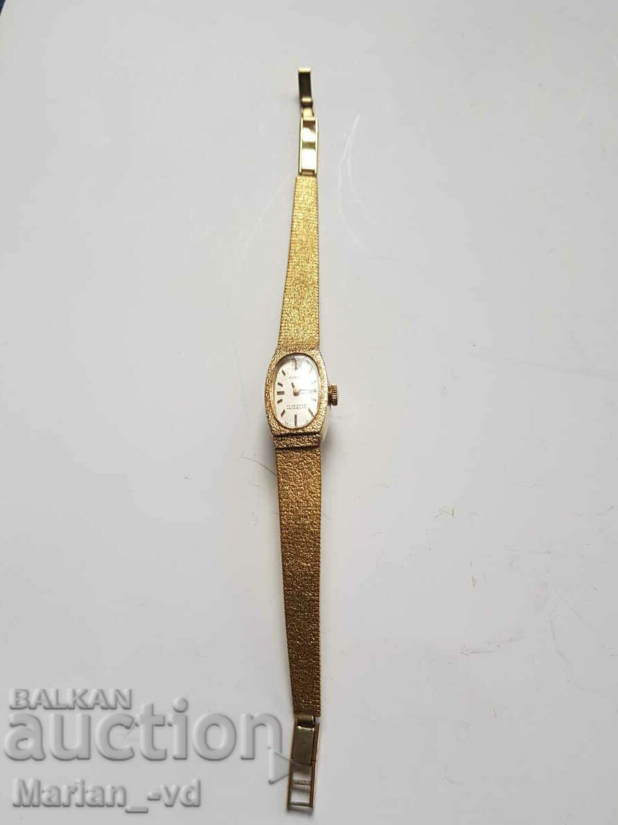 Дамски позлатен механичен часовник Everite 17 Jewels Incablo