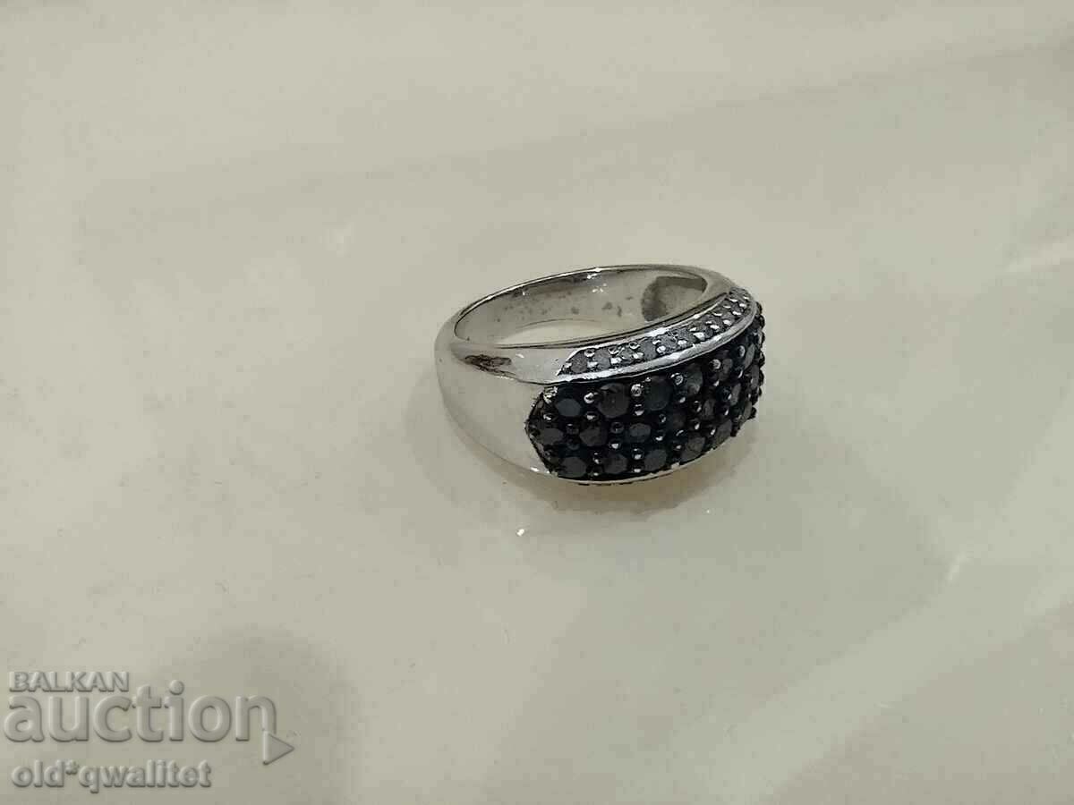 RING, Silver 925 with white and blue Diamonds - 5