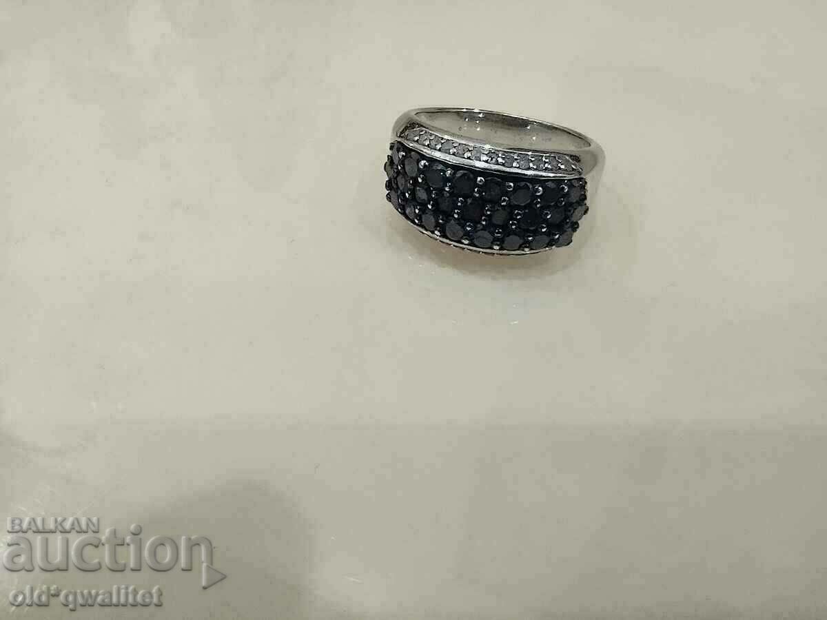 RING, Silver 925 with white and blue Diamonds - 6