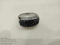 RING, Silver 925 with white and blue Diamonds