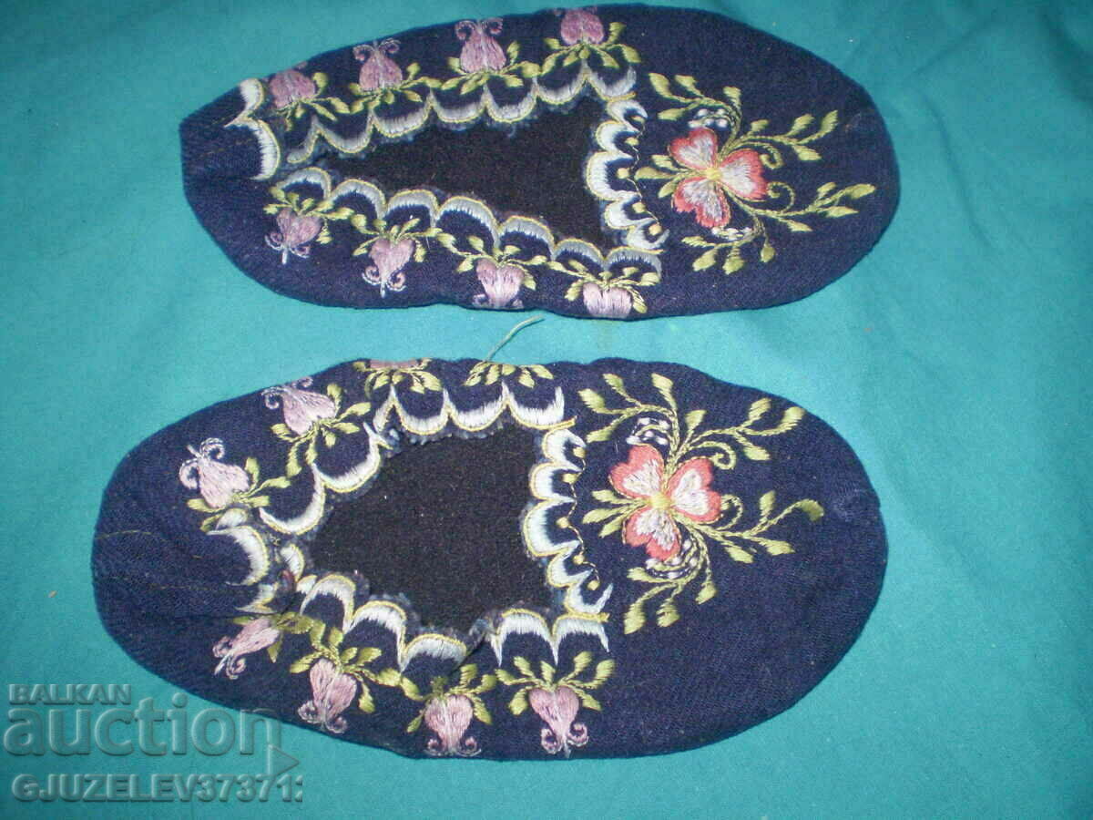 19th century embroidered flower slippers