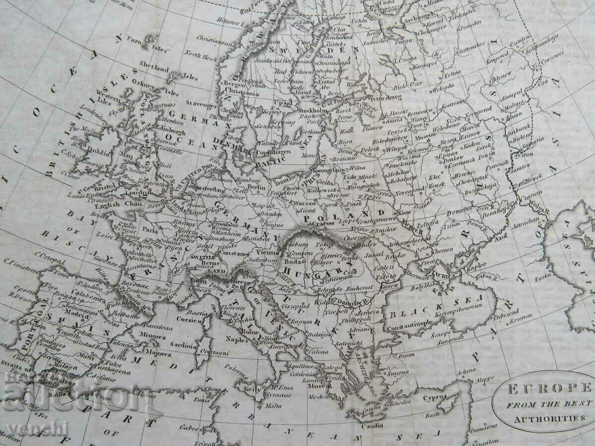 1814 - Карта на Eвропа = оригинал + с цена 49.99 лв. | € 25.56 1814 - Карта на Eвропа = оригинал + с цена 49.99 лв. | € 25.56