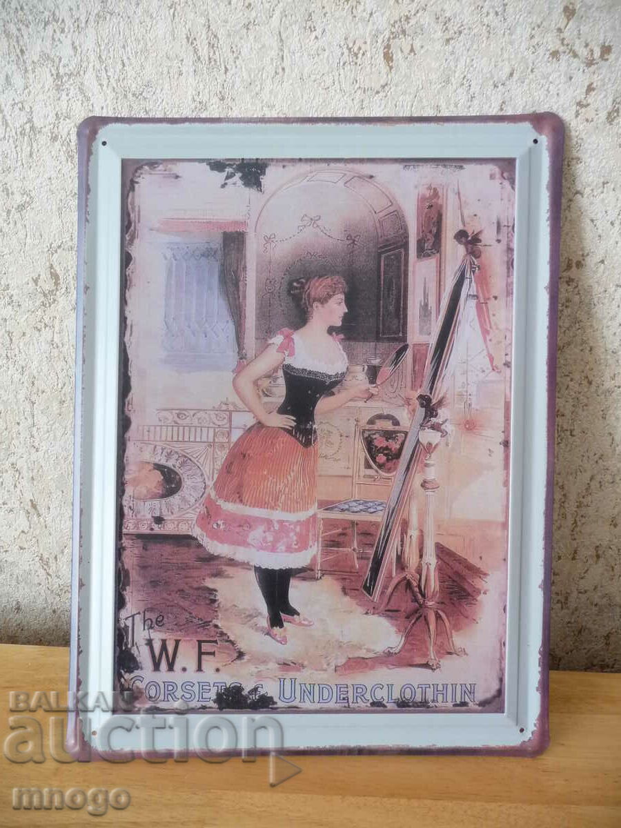 Placa metalica moda femeie corset oglinda frumusete baroc