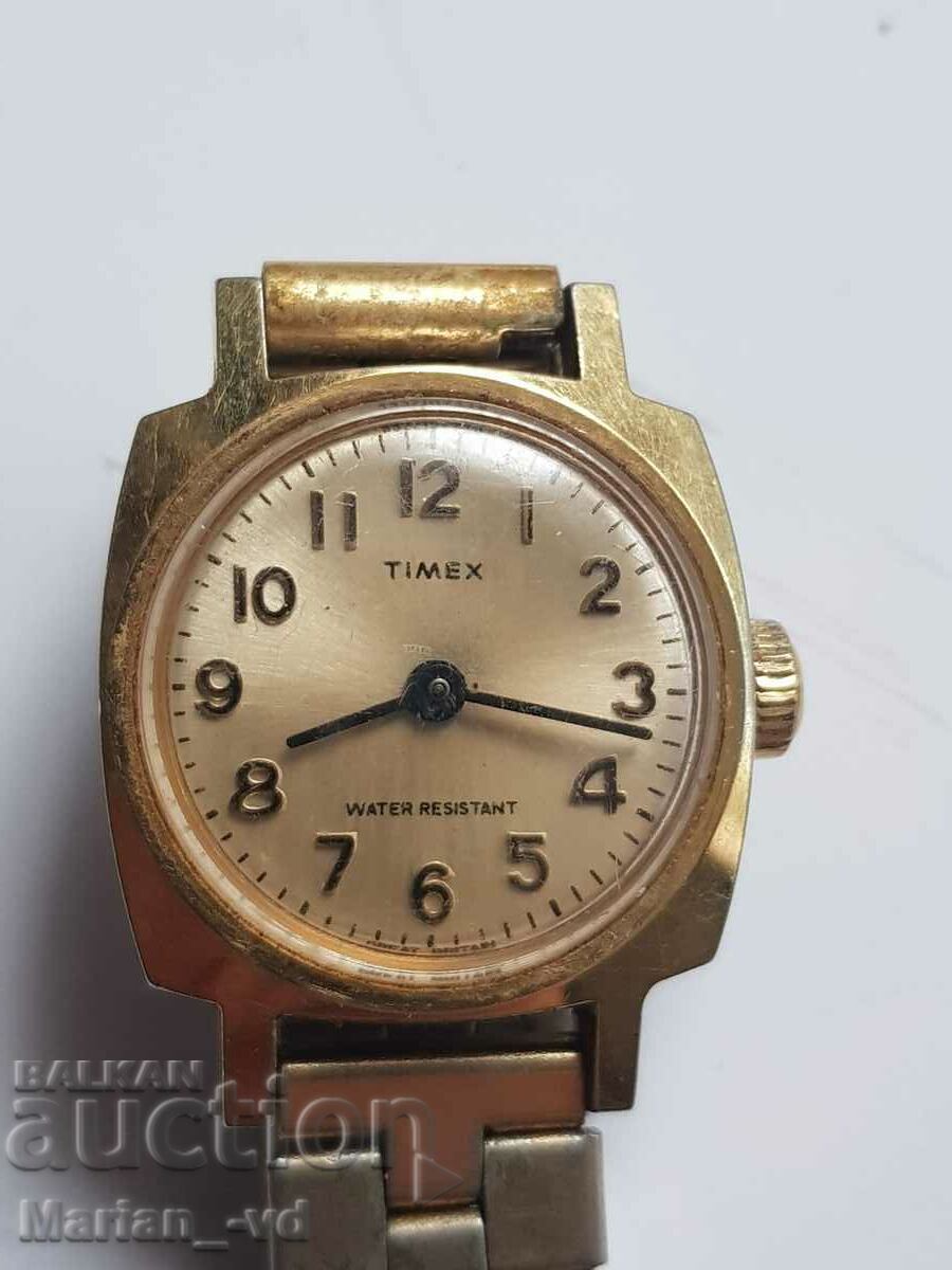Дамски механичен позлатен часовник  Timex