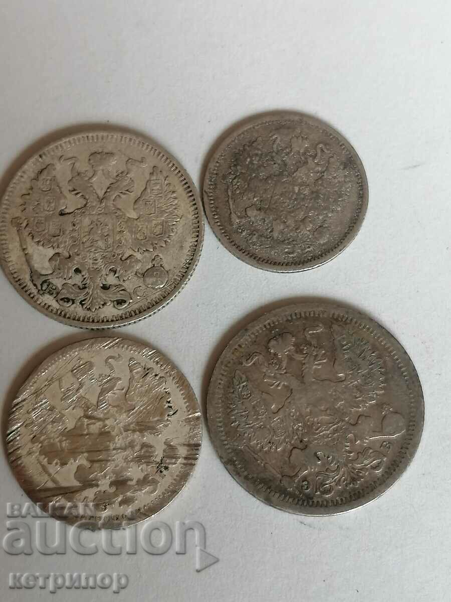 Лот копейки 1905, 1906, 1907, 1914 г, Русия сребърна с цена € 21.99 | 43.01 лв. Лот копейки 1905, 1906, 1907, 1914 г, Русия сребърна с цена € 21.99 | 43.01 лв.