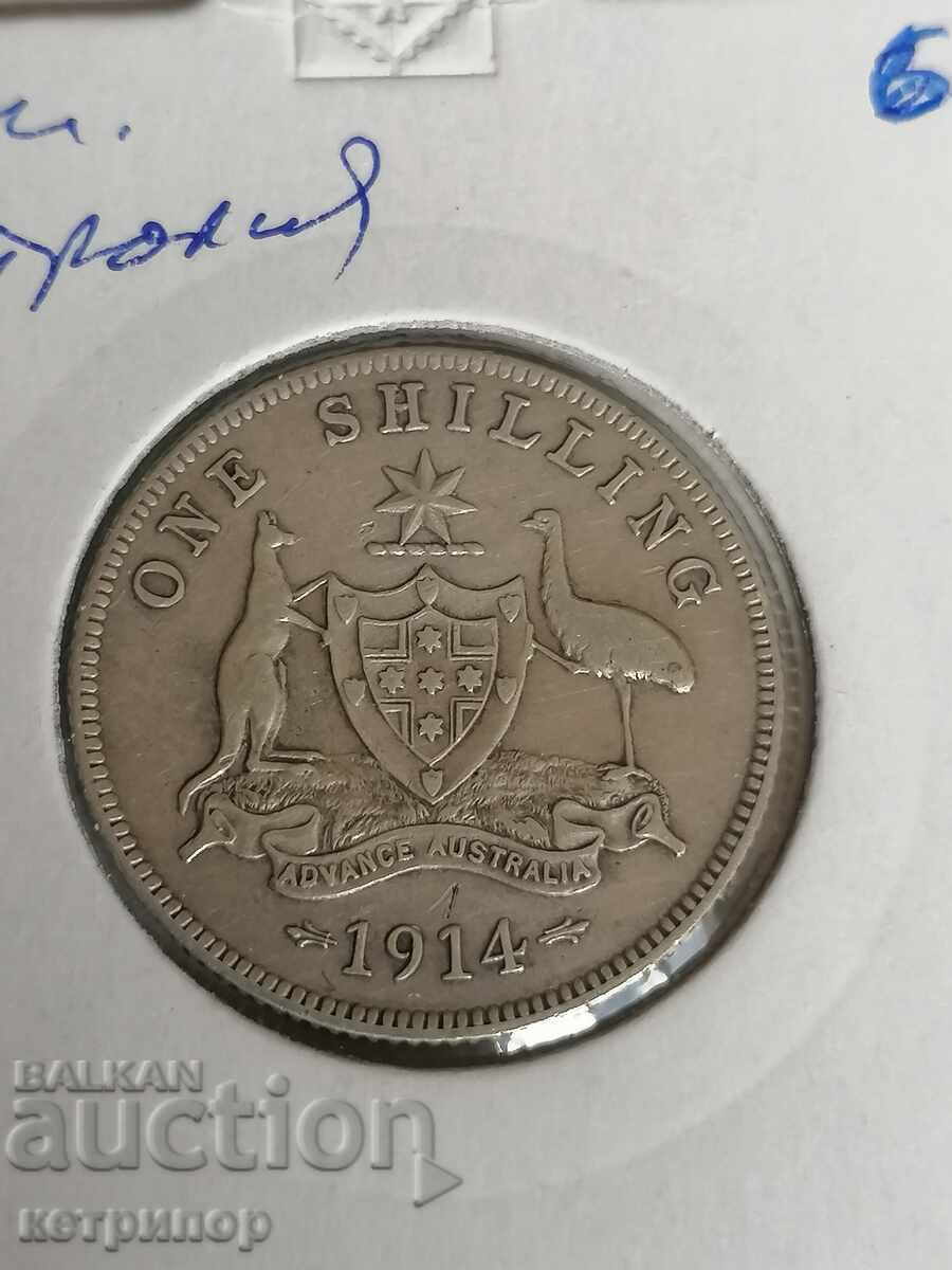 1 шилинг Австралия 1914 г. Сребърна