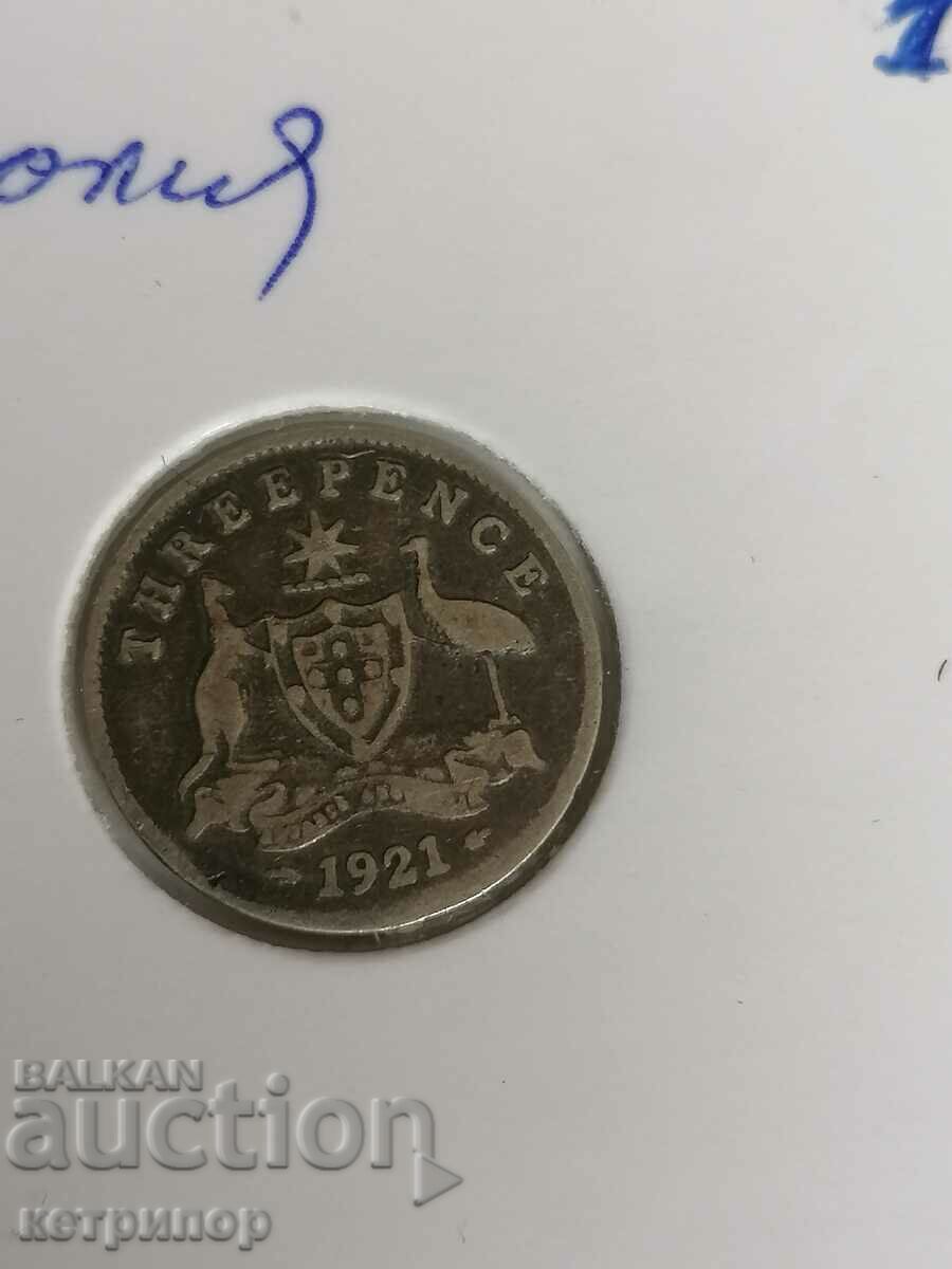 3 pence Australia 1921 Silver