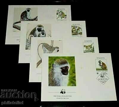 Islands of St. Kitts and Nevis 1986 - 4 pcs. FDC WWF
