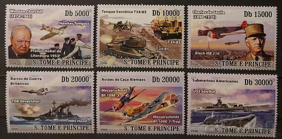 Σάο Τομέ 2008 Β' Παγκόσμιος Πόλεμος/Πλοία/Αεροπλάνα 10€ MNH