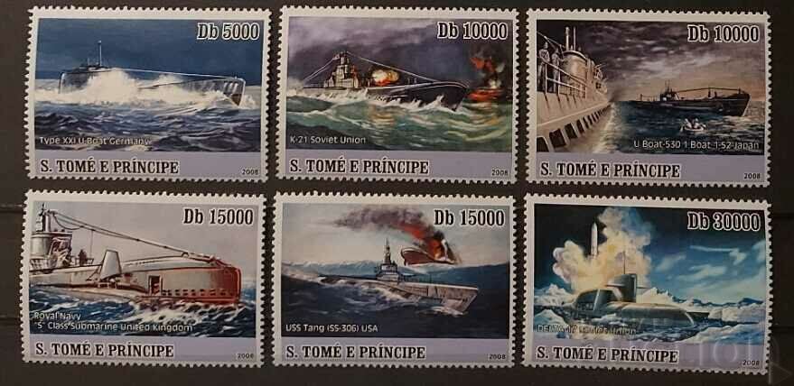 Сао Томе 2008 Кораби/Подводници 10€ MNH