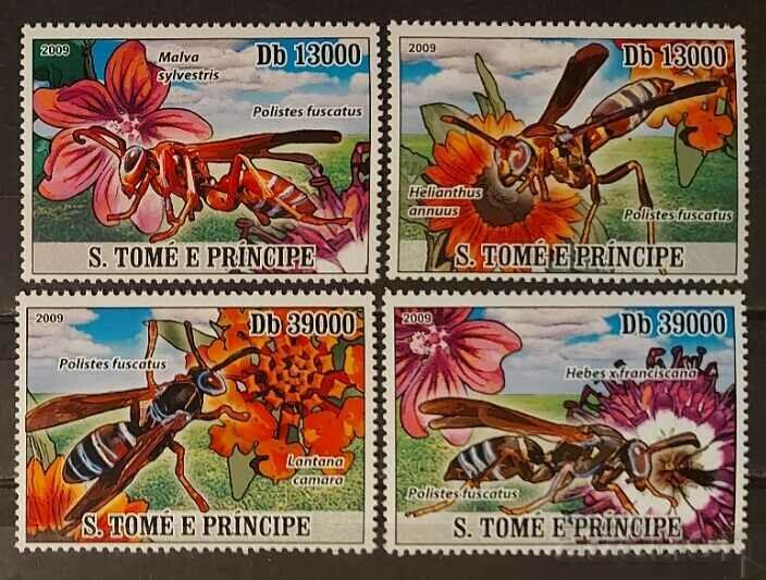 Sao Tome 2009 Πανίδα/Χλωρίδα/Έντομα/Μέλισσες/Λουλούδια 10€ MNH