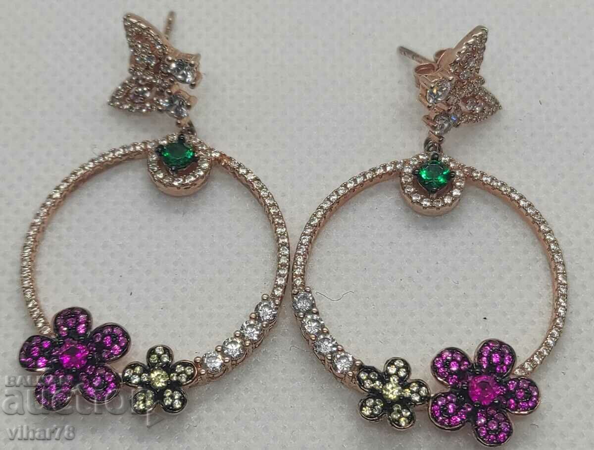 Beautiful silver earrings with gold plating and rubies with price 159.99 BGN | € 81.80 Beautiful silver earrings with gold plating and rubies with price 159.99 BGN | € 81.80