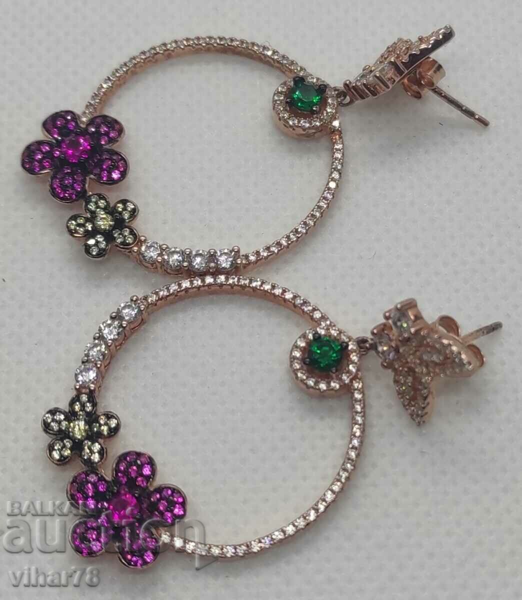 Beautiful silver earrings with gold plating and rubies - 7 Beautiful silver earrings with gold plating and rubies - 7