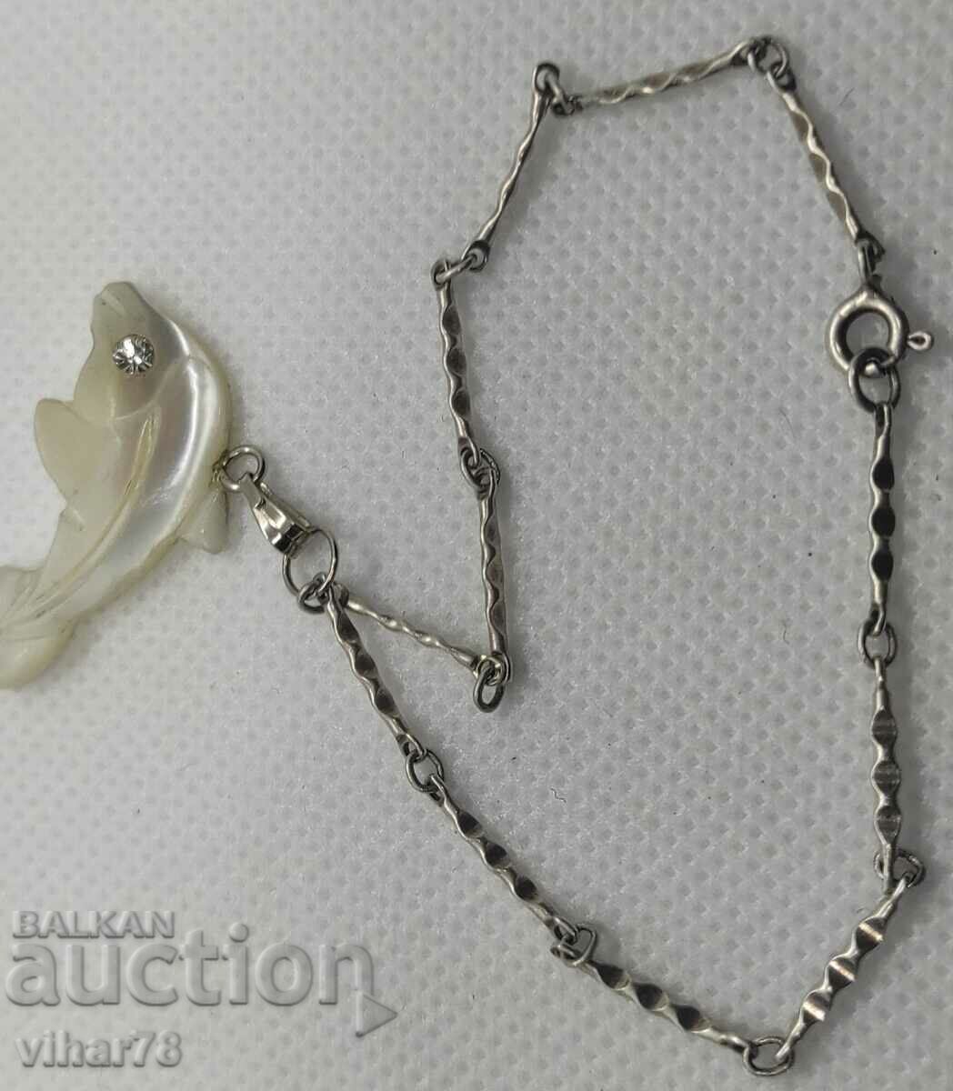 SILVER BRACELET WITH PEARL PLATE - 6
