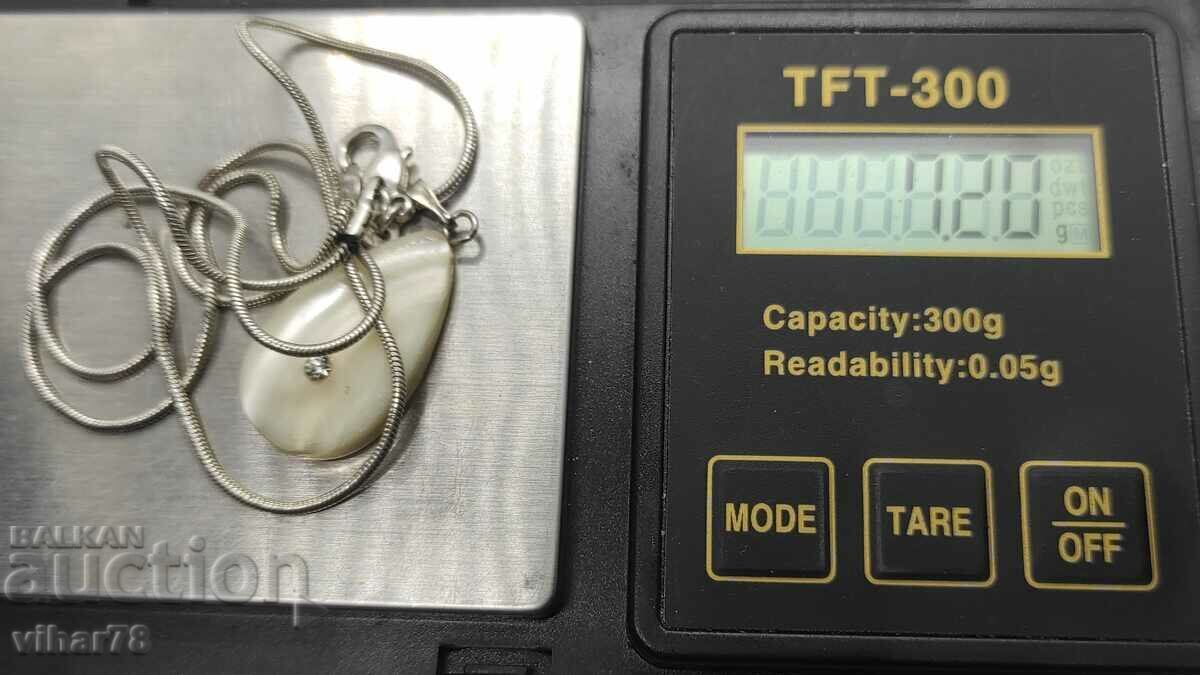 Lant din argint cu placa sidefata - 7