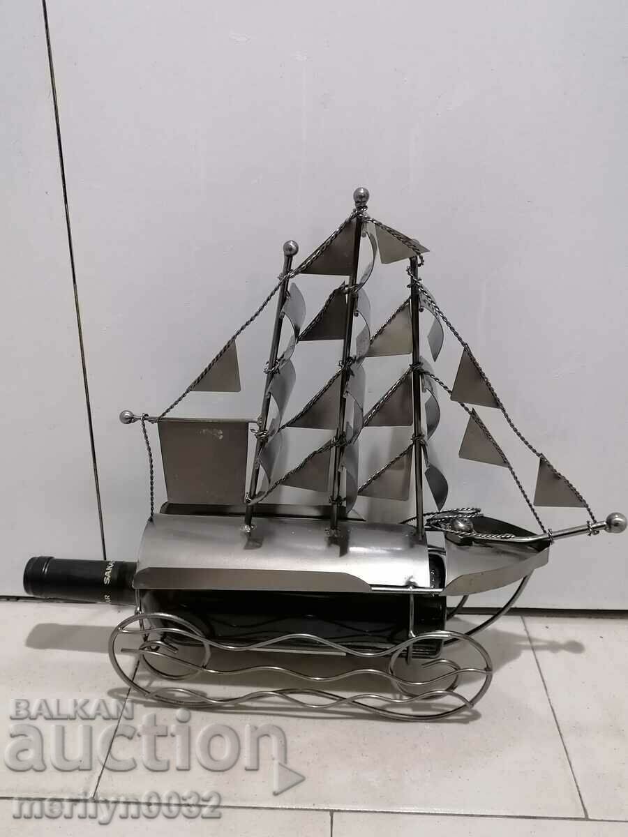 Delivery of Metal sailboat stand for wine whiskey cognac bottle