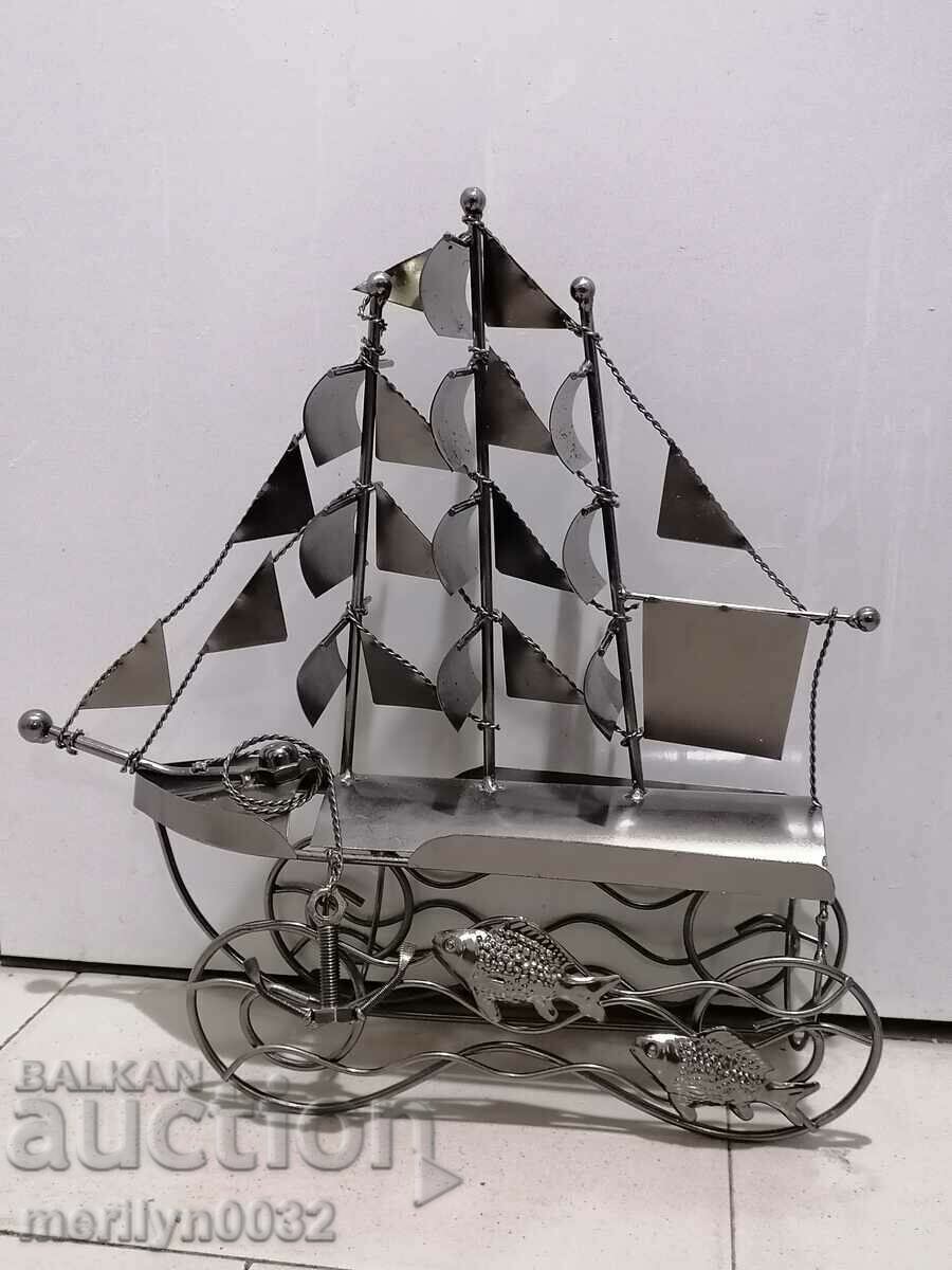 Metal sailboat stand for wine whiskey cognac bottle - 7
